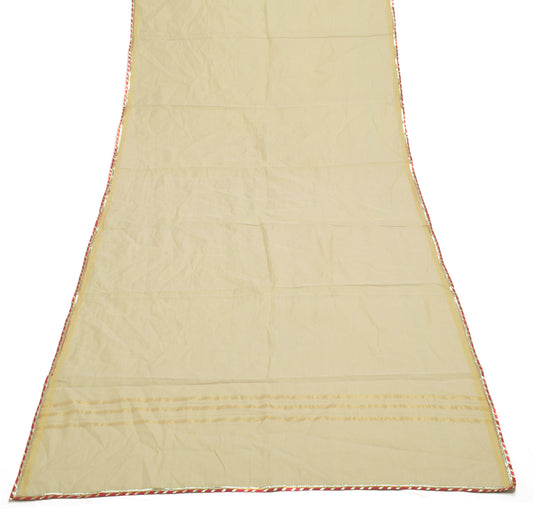 Sushila Vintage Cream Indian Dupatta Blend Tissue Silk Long Stole Scarves
