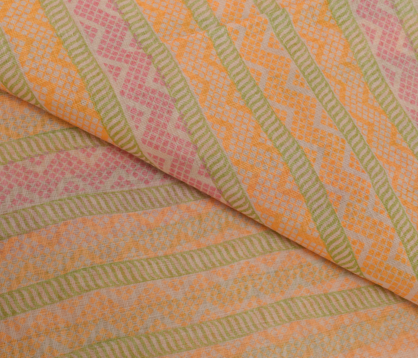 Sushila Vintage Light Orange Dupatta Blend Cotton Printed Long Stole Hijab
