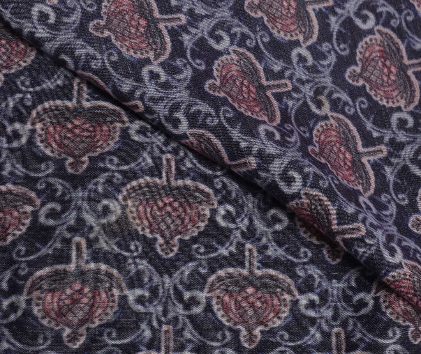 Sushila Vintage Dark Blue Indian Dupatta Blend Cotton Printed Long Stole Hijab