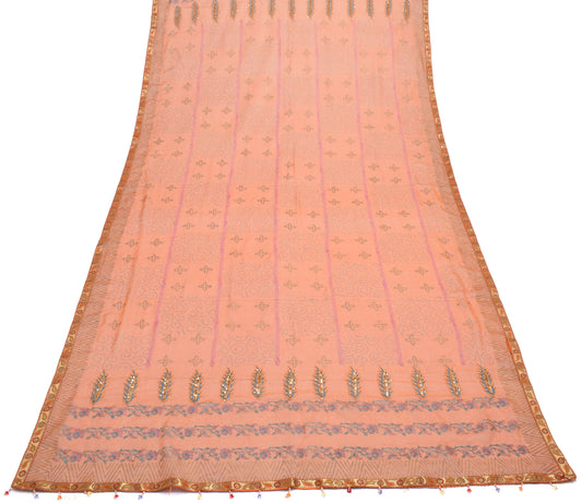 Sushila Vintage Orange Dupatta Pure Georgette Silk Long Stole Veil Scarves