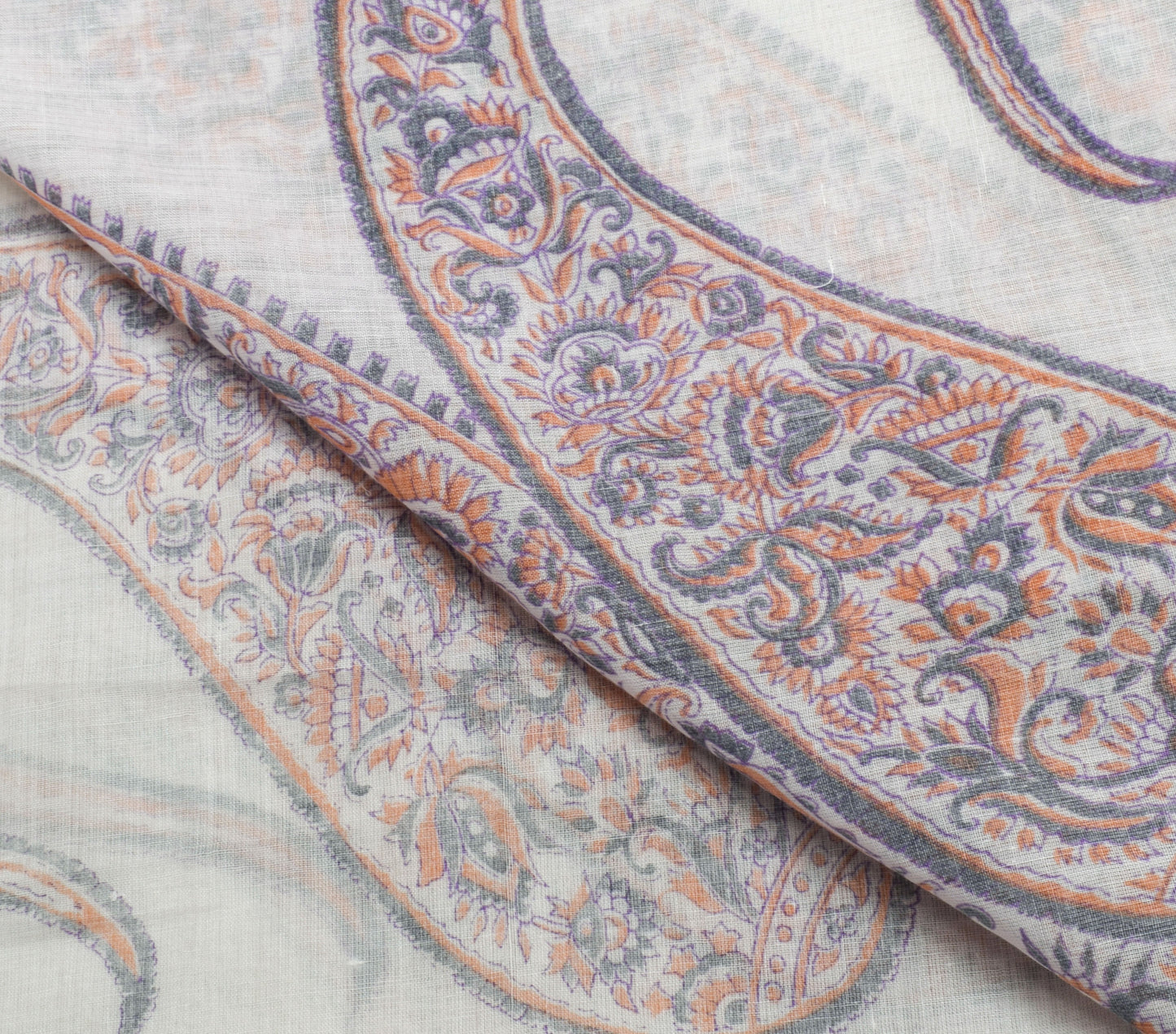 Sushila Vintage White Dupatta 100% Pure Cotton Printed Long Stole Hijab Scarves