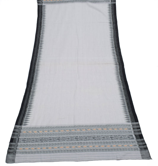 Sushila Vintage Gray Indian Dupatta Pure Cotton Ikkat Woven Long Stole Hijab