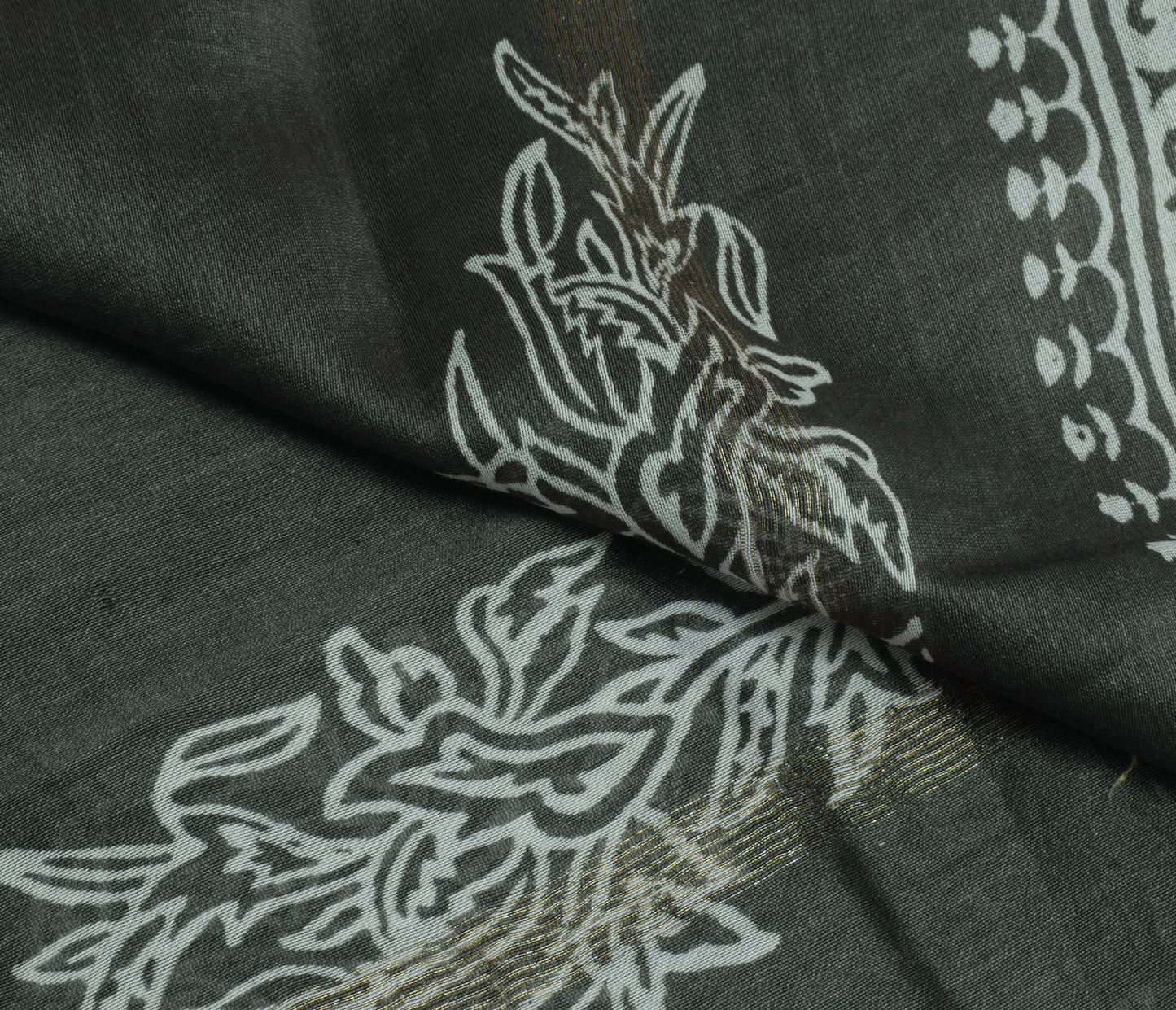 Sushila Vintage Indian Gray Dupatta 100% Pure Silk Printed Long Stole Hijab