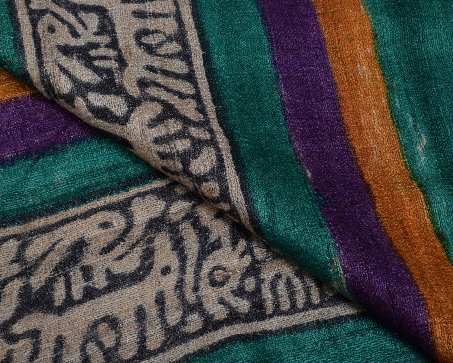 Sushila Vintage Light Brown Dupatta Pure Khadi Hand Printed Long Stole Veil