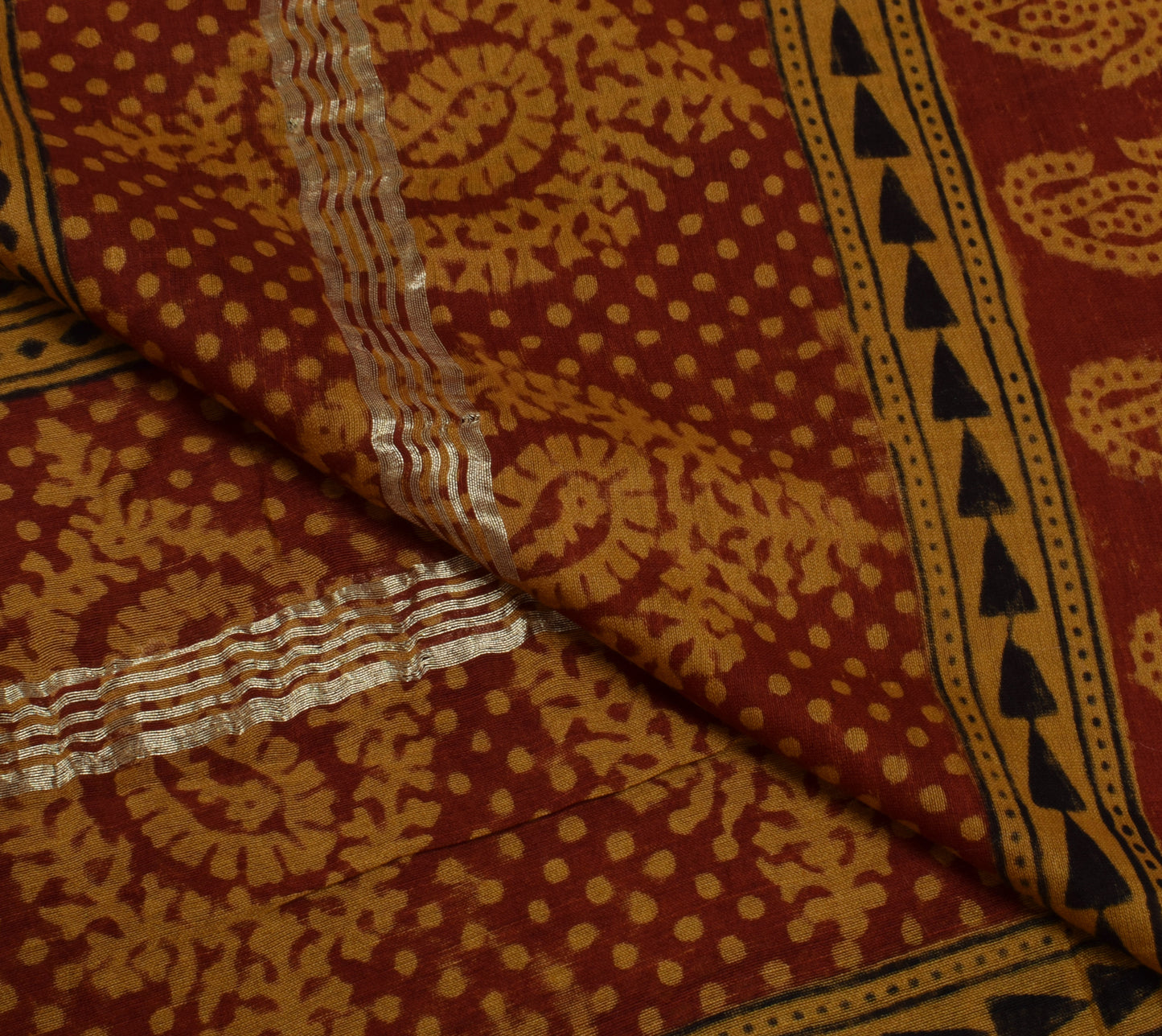 Sushila Vintage Mustard Dupatta 100% Pure Cotton Printed Long Stole Long Veil