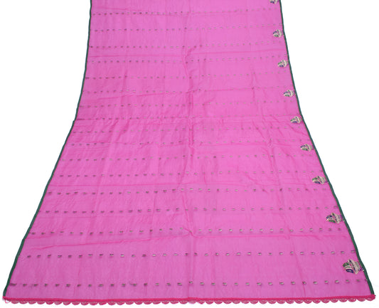 Sushila Vintage Pink Indian Dupatta Pure Tissue Silk Woven Long Stole Veil Wrap