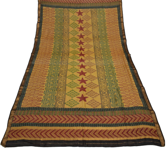 Sushila Vintage Indian Green Dupatta 100% Pure Cotton Printed Long Stole Hijab