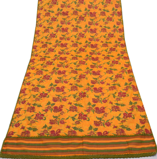 Sushila Vintage Indian Yellow Dupatta 100% Pure Cotton Printed Long Stole Hijab