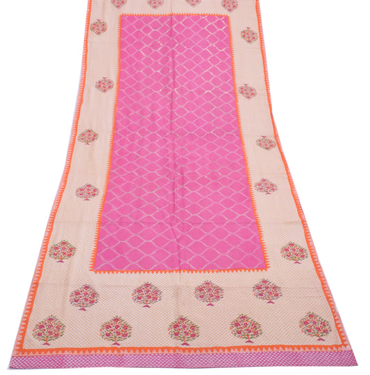 Sushila Vintage Pink Dupatta 100% Pure Cotton Printed Long Stole Hijab Scarves
