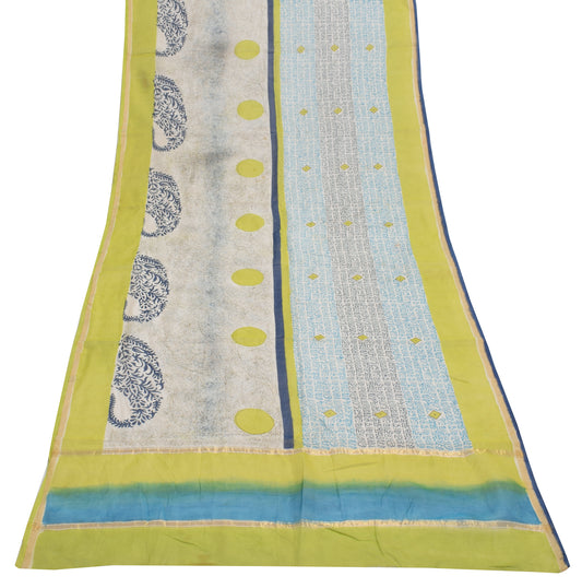Sushila Vintage Cream Dupatta 100% Pure Cotton Printed Long Stole Veil Hijab