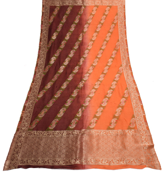 Sushila Vintage Indian Dupatta Pure Georgette Silk Zari Woven Long Stole Veil