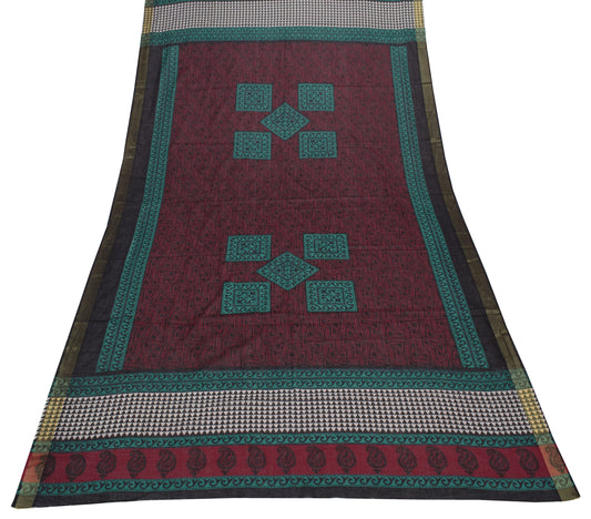 Sushila Vintage Indian Dupatta 100% Pure Cotton Printed Long Stole Veil Hijab