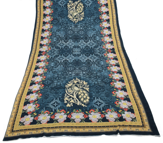 Sushila Vintage Dark Blue Dupatta Blend Chiffon Silk Printed Long Stole Hijab