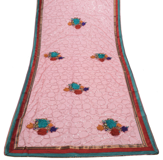 Sushila Vintage Indian Dupatta Net Mesh Sequins Work Long Stole Wrap Sacrves