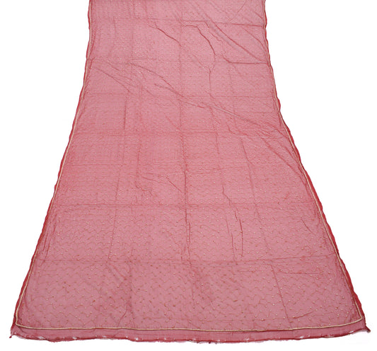 Sushila Vintage Maroon Dupatta Pure Chiffon Silk Hand Beaded Long Stole Hijab