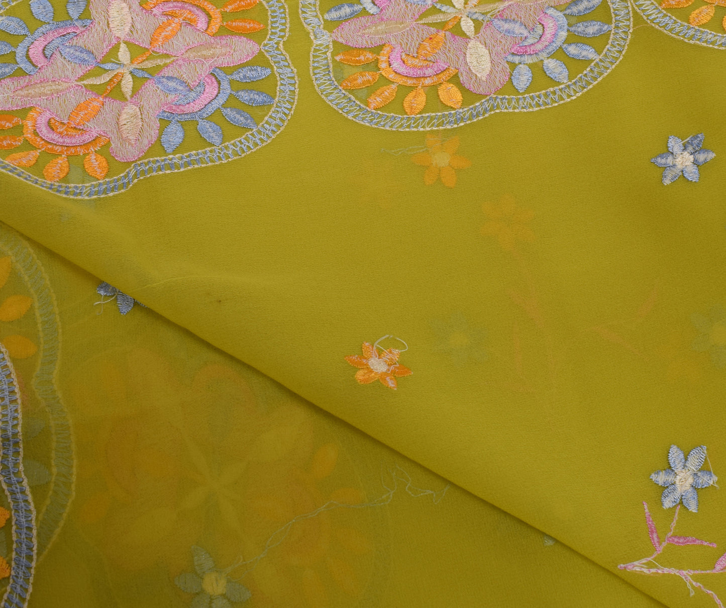 Sushila Vintage Green Dupatta Blend Georgette Silk Embroidered Long Stole Veil