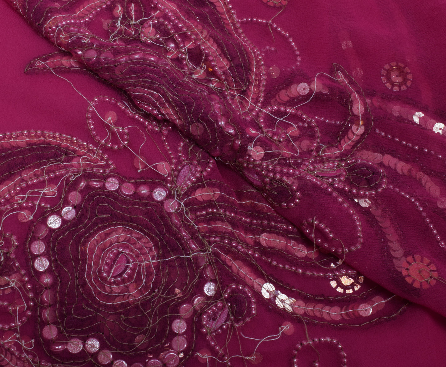Sushila Vintage Indian Dupatta Blend Georgette Silk Embroidered Long Stole