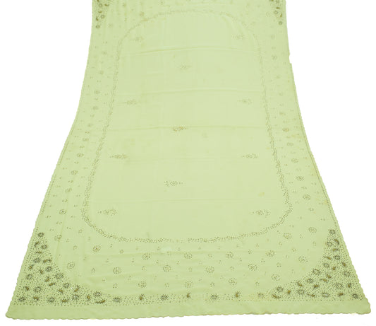 Sushila Vintage Lemon Dupatta Blend Georgette Silk Hand Beaded Long Stole Veil