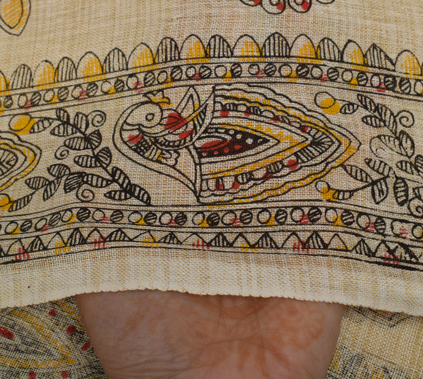 Sushila Vintage Cream Dupatta Pure Cotton Printed Bhagalpuri Long Stole Hijab