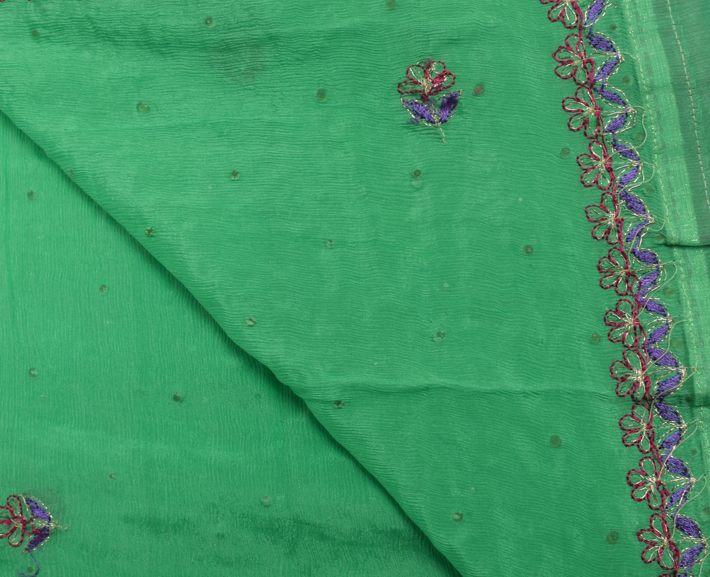 Sushila Vintage Pista Green Dupatta Pure Chiffon Silk Embroidered Long Stole