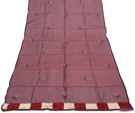 Sushila Vintage Maroon Dupatta 100% Pure Silk Hand Beaded Long Stole Scarves