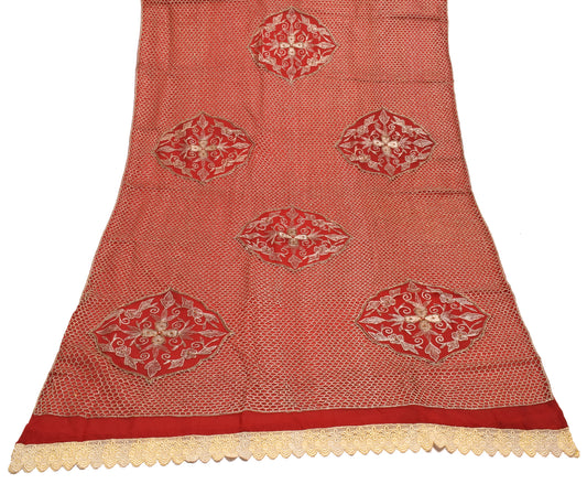 Sushila Vintage Red Indian Dupatta Blend Georgette Silk Long Stole Scarves