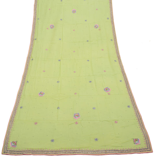 Sushila Vintage Pista Green Dupatta Pure Georgette Silk Embroidered Long Stole