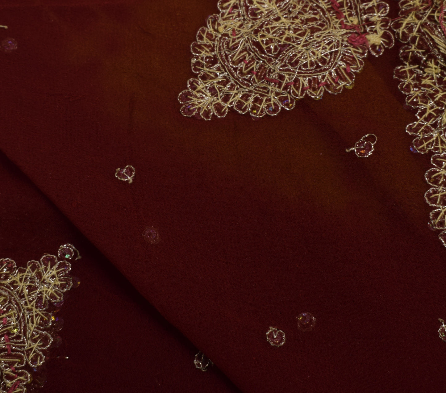 Sushila Vintage Mustard Dupatta Pure Georgette Silk Hand Beaded Long Stole Hijab