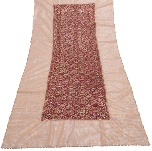 Sushila Vintage Maroon Dupatta Blend Georgette Silk Hand Beaded Long Stole Wrap