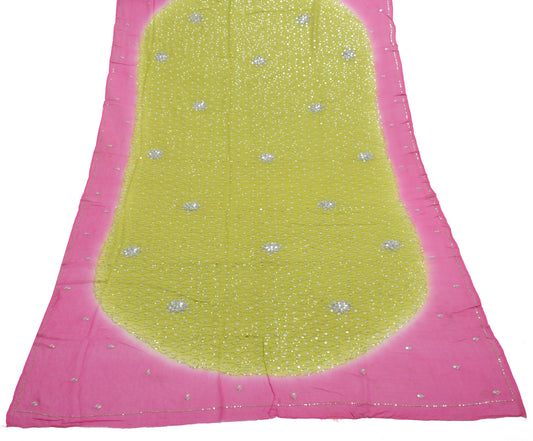Sushila Vintage Green Dupatta Pure Georgette Silk Beaded Long Stole Veil Scarves