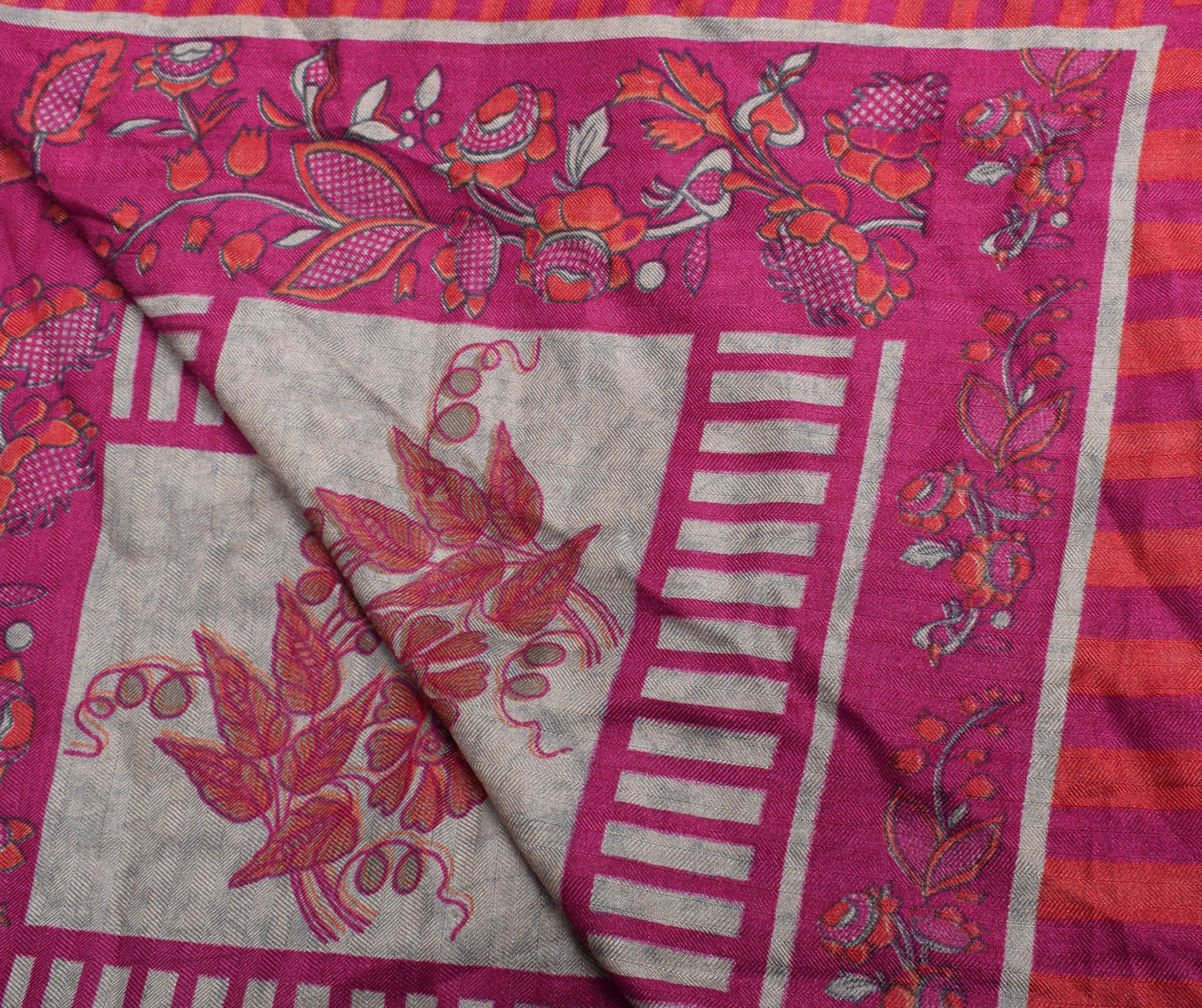 Sushila Vintage Maroon Indian Dupatta Blend Silk Printed Long Stole Veil Scarves