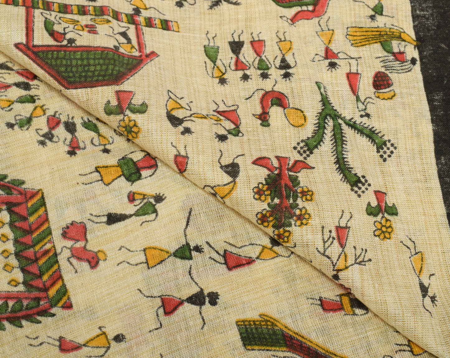 Sushila Vintage Cream Dupatta 100% Pure Cotton Bhagalpuri Printed Long Stole