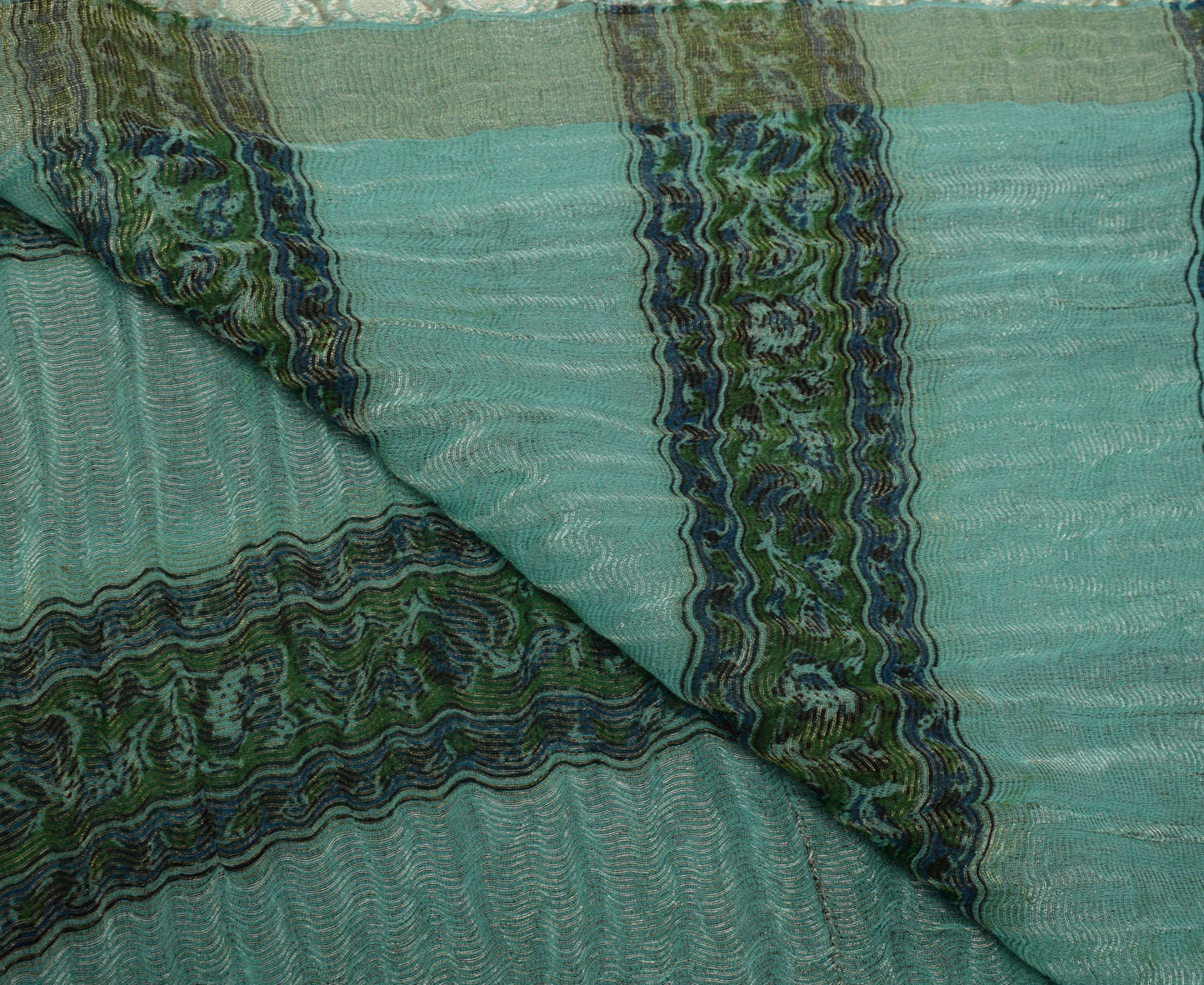 Sushila Vintage Green Dupatta 100% Pure Georgette Silk Printed Long Stole Veil