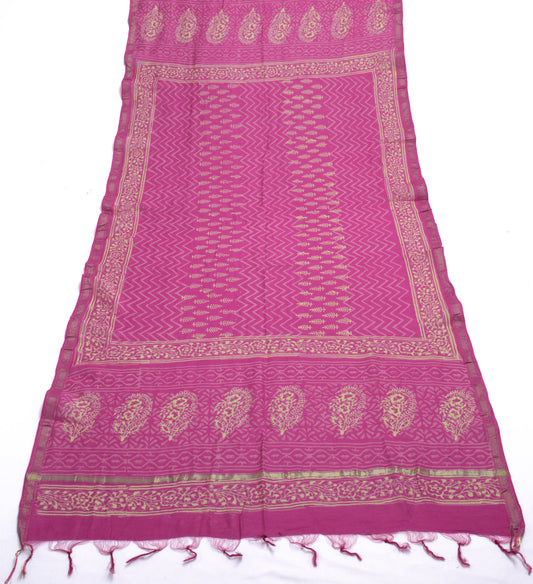 Sushila Vintage Pink Dupatta 100% Pure Cotton Hand Block Printed Long Stole Wrap