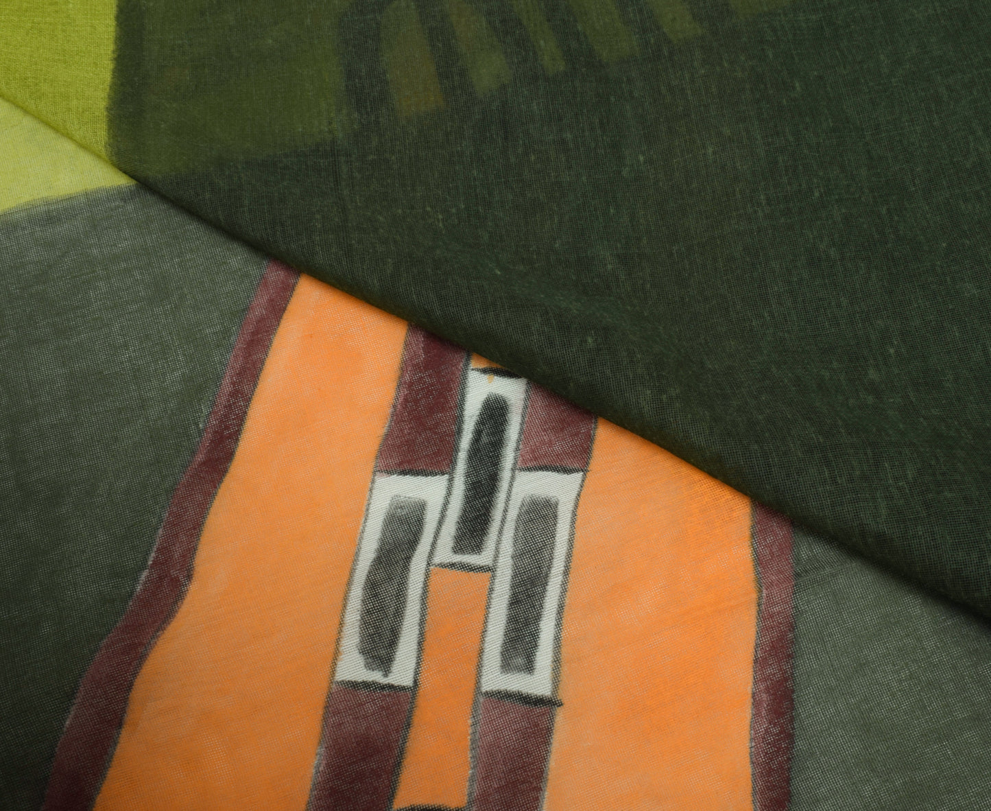 Sushila Vintage Green Dupatta Blend Cotton Printed Birds Long Stole Veil Hijab