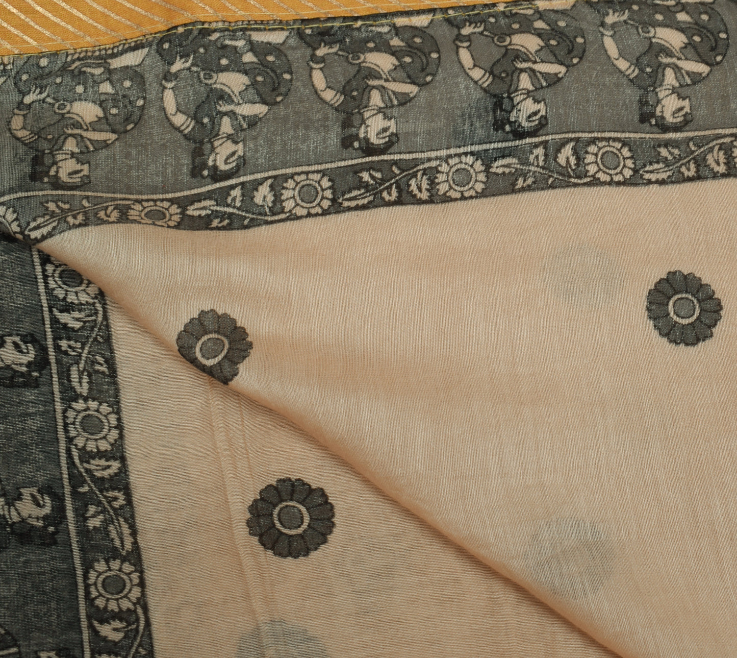 Sushila Vintage Brown Dupatta 100% Pure Cotton Humans Printed Long Stole Scarves