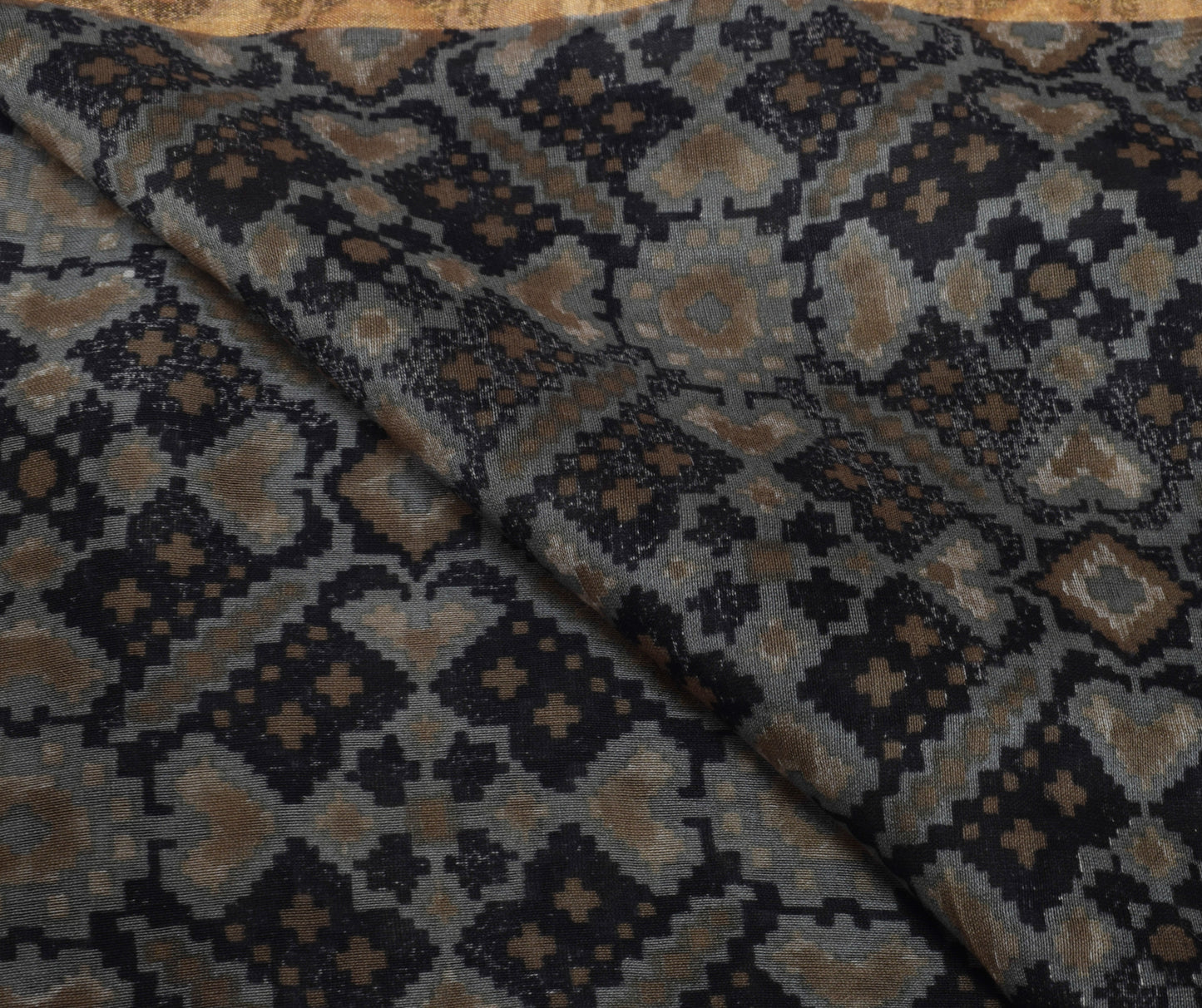 Sushila Vintage Brown Dupatta 100% Pure Cotton Lahariya Printed Long Stole Hijab
