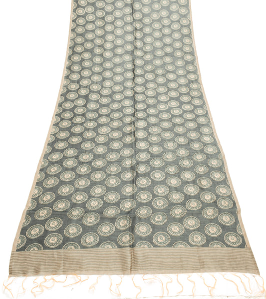 Sushila Vintage Dark Gray Dupatta 100% Pure Cotton Printed Long Stole Hijab