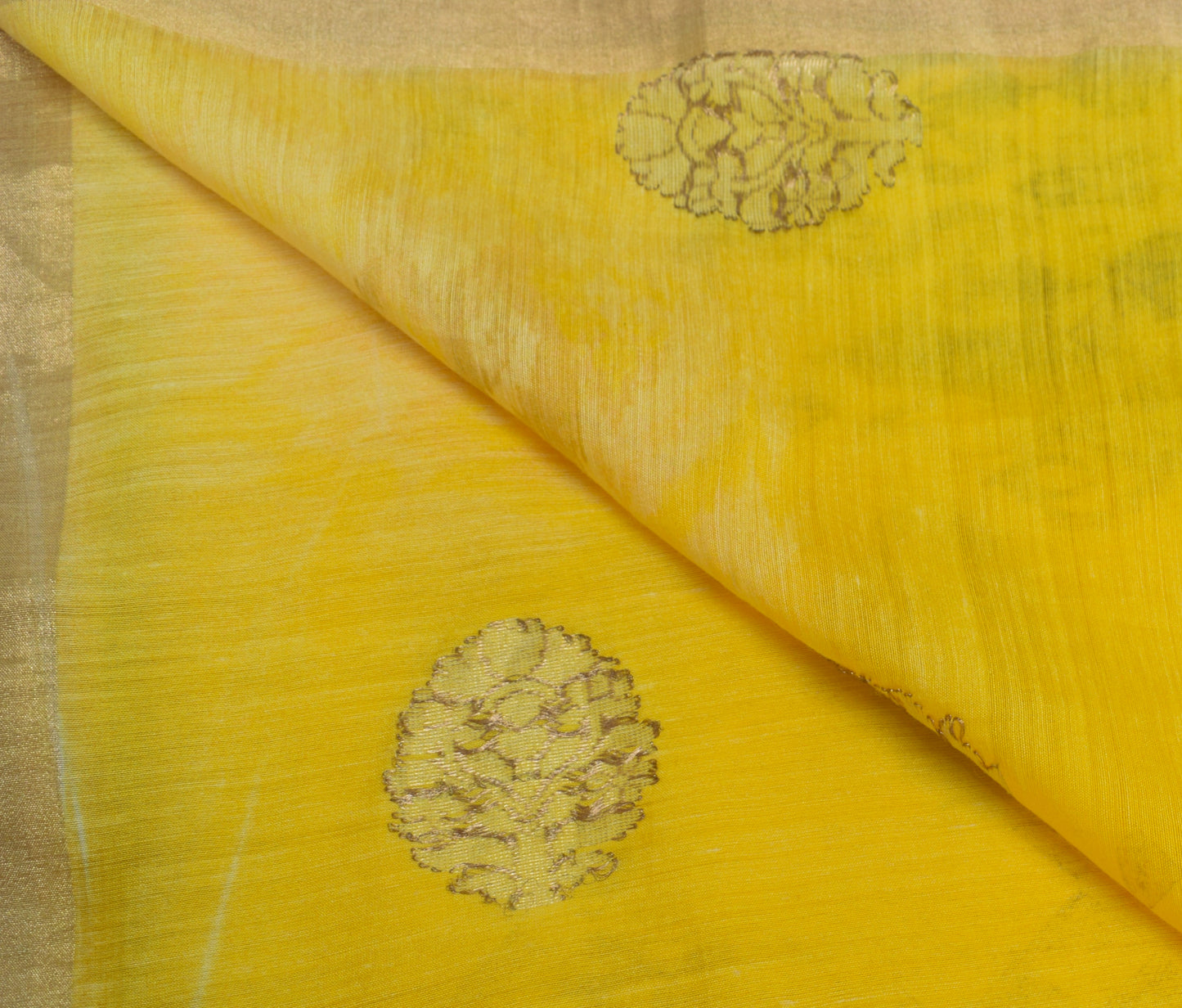 Sushila Vintage Light Yellow Dupatta 100% Pure Silk Printed Long Stole Wrap Veil