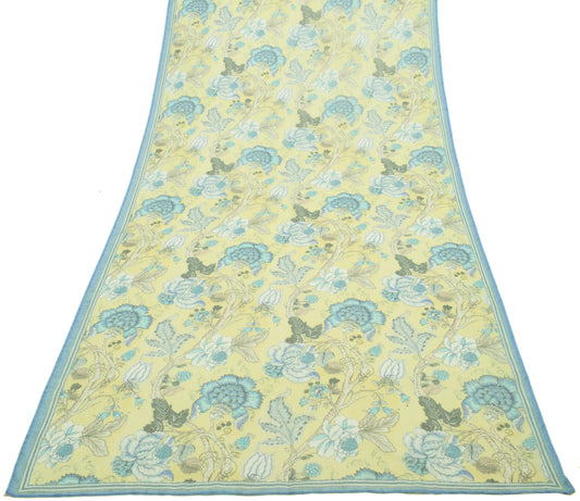Sushila Vintage Yellow Dupatta 100% Pure Cotton Printed Floral Long Stole Hijab