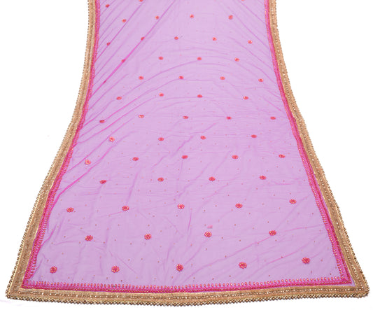 Sushila Vintage Magenta Net Heavy Border Dupatta Embroidered Floral Long Stole