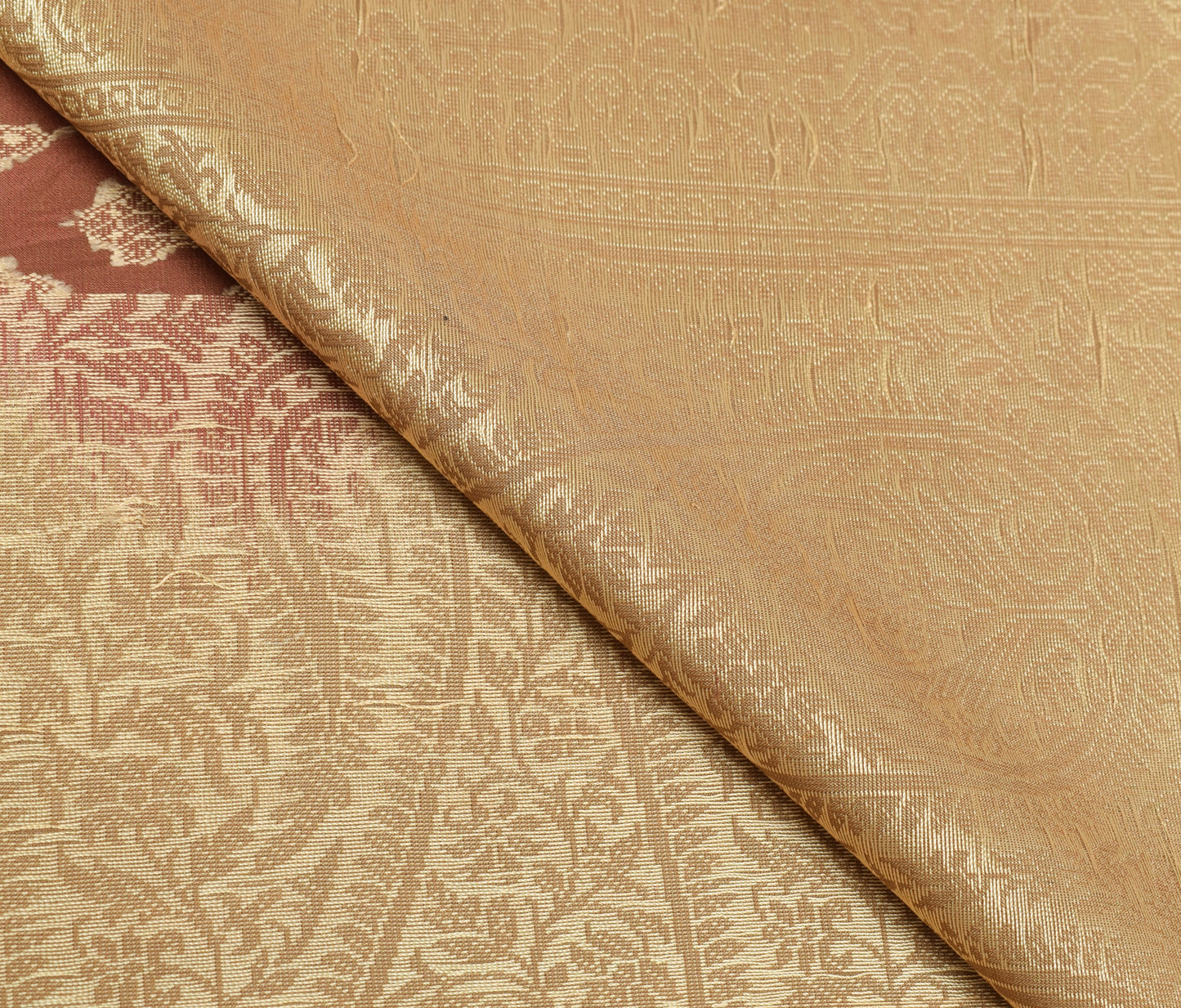 Sushila Vintage Brown Dupatta 100% Pure Silk All Over Woven Floral Long Stole