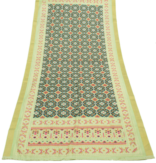 Sushila Vintage Green Dupatta Blend Cotton Geometrical Printed Long Stole Hijab