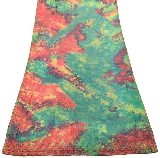 Sushila Vintage Multi-Color Tie-Dye Dupatta 100% Pure Georgette Silk Long Stole