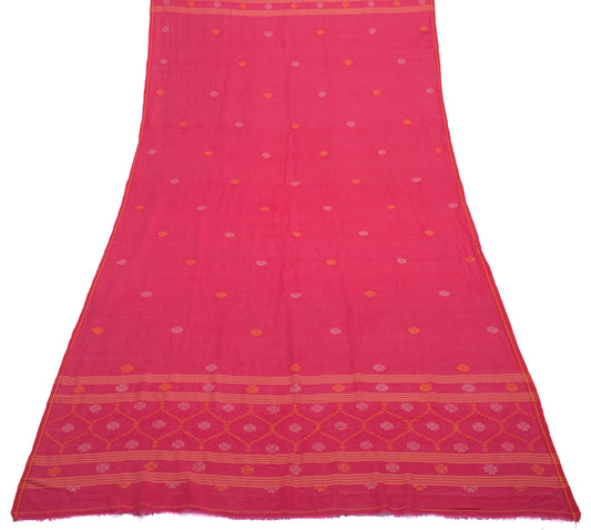 Sushila Vintage Red Indian Dupatta 100% Pure Cotton Woven Floral Long Stole Wrap