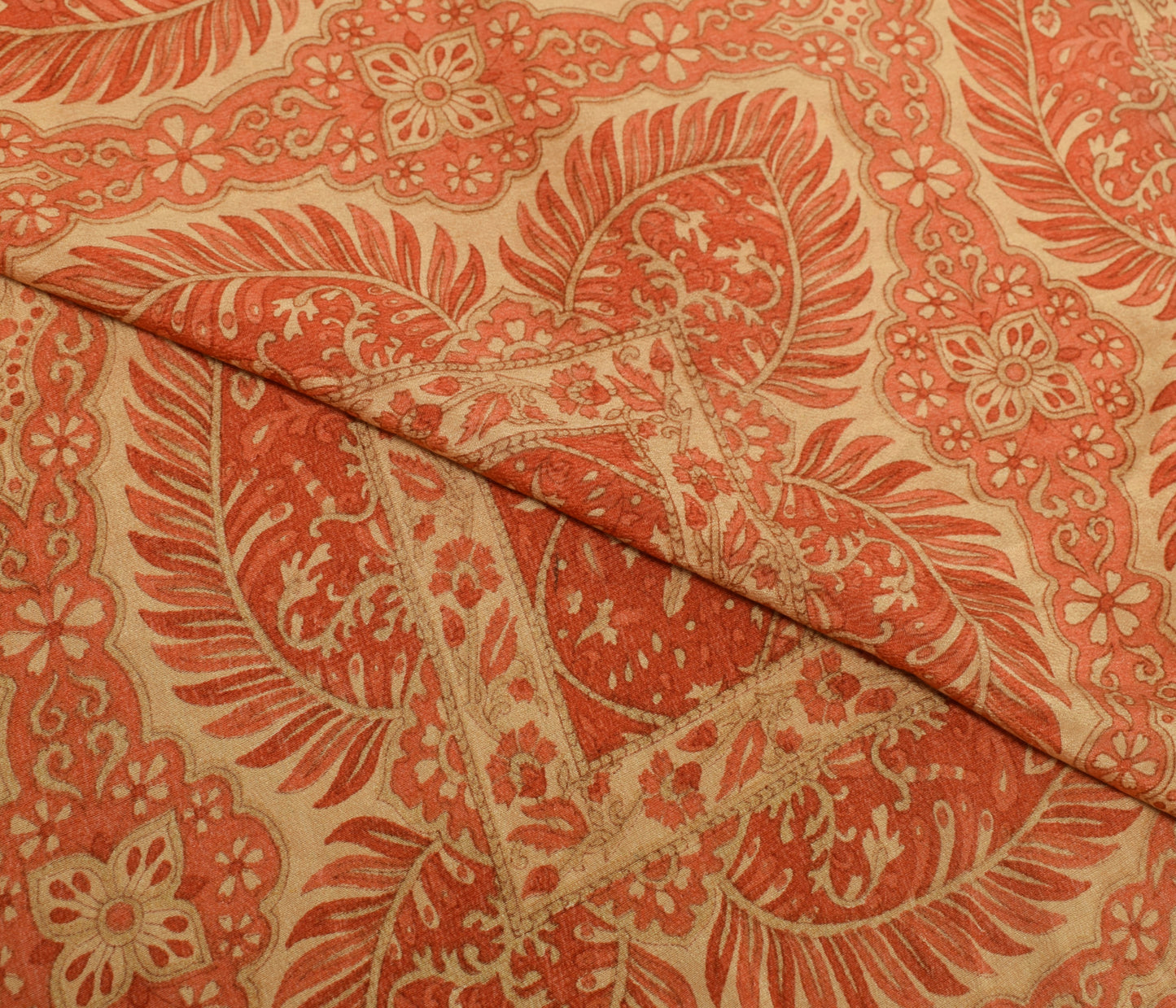 Sushila Vintage Indian Dupatta 100% Pure Crepe Silk Printed Floral Long Stole