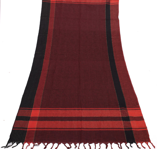 Sushila Vintage Black Dupatta 100% Pure Cotton Woven Stripes Long Stole Hijab