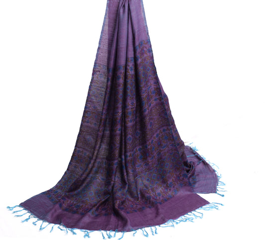 Sushila Vintage Indian Dupatta 100% Pure Woolen Woven Soft Long Stole Hijab