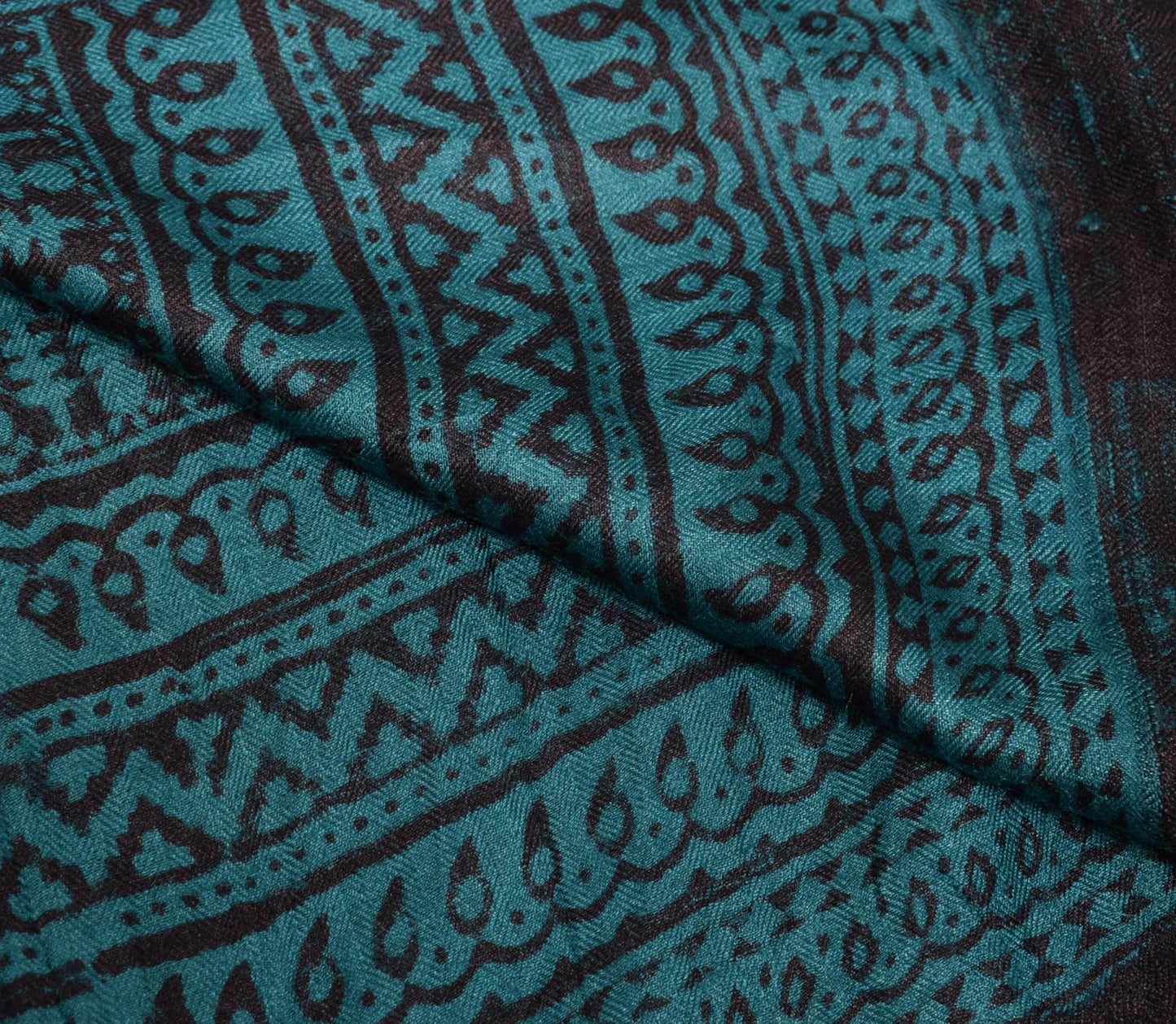 Sushila Vintage Teal Blue Dupatta 100% Pure Woolen Woven Floral Long Stole Veil