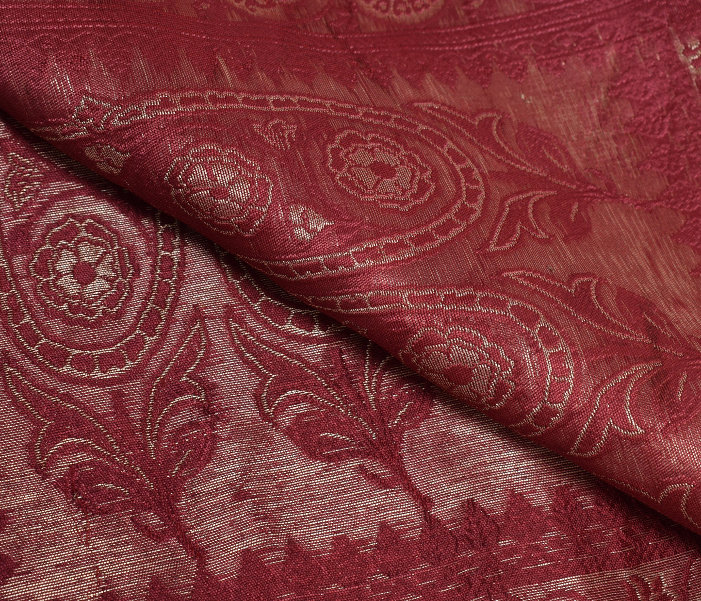 Sushila Vintage Maroon Banarasi Dupatta 100% Pure Satin Silk Woven Long Stole